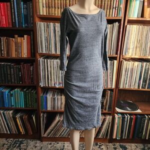S/M gray Standard James Perse cotton long sleeve ruched side casual maxi dress